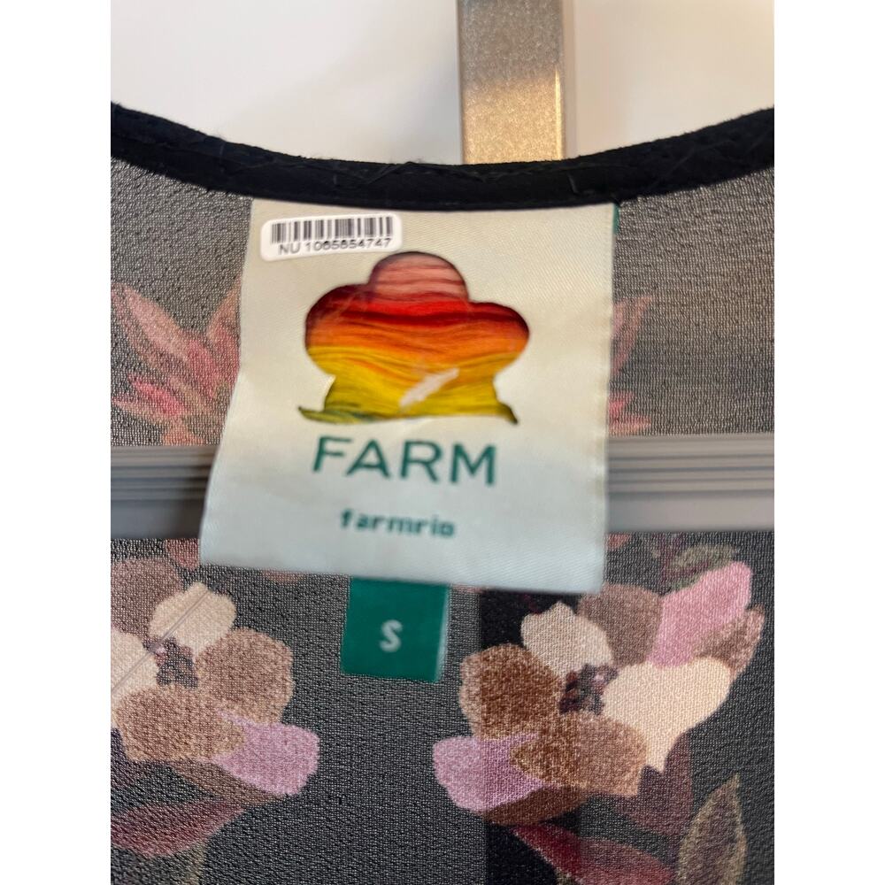 NWOT: FARM Rio Black Chenille Flowers Long Sleeve Midi Dress Size S - Picture 8 of 8